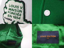 画像をギャラリービューアに読み込む, 新品同様 LOUIS VUITTON ルイヴィトン 21FW レザーバーシティブルゾン HLL69EMJY グリーン ホワイト メンズ 48 中古 61148