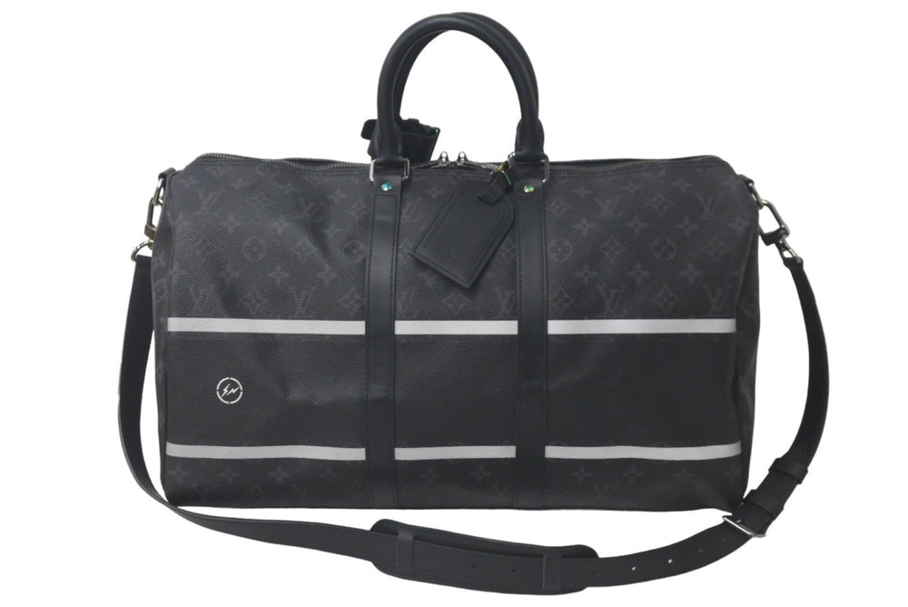 極美品 LOUIS VUITTON ルイヴィトン ボストンバッグ キーポル キーポル バンドリエール55 藤原ヒロシ フラグメント ブラック M43413 中古 61193