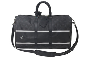 Very good condition LOUIS VUITTON Boston bag Keepall Bandouliere 55 Hiroshi Fujiwara Fragment Black M43413 Used 61193