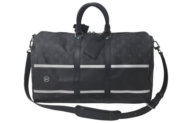 Very good condition LOUIS VUITTON Boston bag Keepall Bandouliere 55 Hiroshi Fujiwara Fragment Black M43413 Used 61193