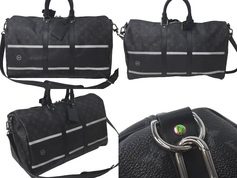 極美品 LOUIS VUITTON ルイヴィトン ボストンバッグ キーポル キーポル バンドリエール55 藤原ヒロシ フラグメント ブラック M43413 中古 61193