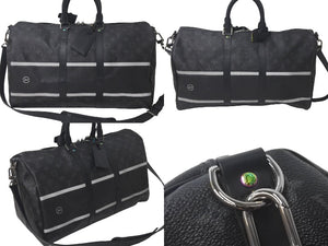 Very good condition LOUIS VUITTON Boston bag Keepall Bandouliere 55 Hiroshi Fujiwara Fragment Black M43413 Used 61193