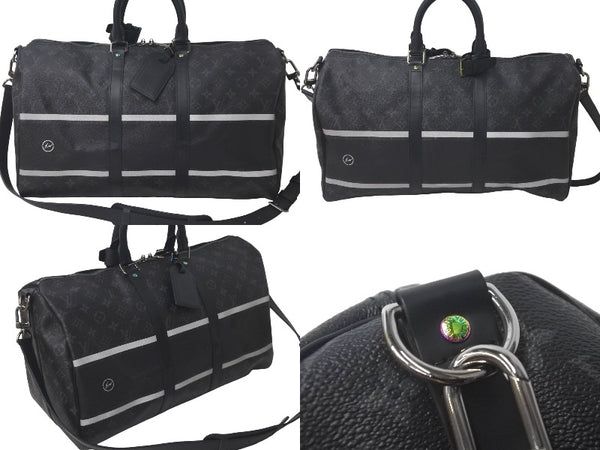 Very good condition LOUIS VUITTON Boston bag Keepall Bandouliere 55 Hiroshi Fujiwara Fragment Black M43413 Used 61193