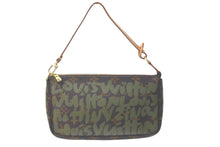 画像をギャラリービューアに読み込む, 極美品 LOUIS VUITTON ルイヴィトン アクセポ ポシェット アクセソワール M92191 モノグラムグラフィティ グリーン 中古 61212