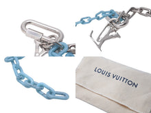画像をギャラリービューアに読み込む, LOUIS VUITTON ルイヴィトン ウォレットチェーン キーチェーン LVモチーフ シルバー ブルー mp2619 美品 中古 61219