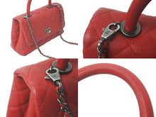 画像をギャラリービューアに読み込む, 新品同様 CHANEL シャネル マトラッセ ココトップハンドル ハンドバッグ チェーンショルダー バッグ A92990 レッド 中古 61228