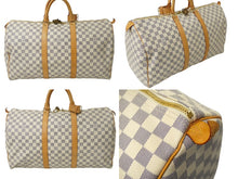 画像をギャラリービューアに読み込む, LOUIS VUITTON ルイヴィトン ボストンバッグ キーポル50 ダミエアズール N41430 ホワイト 美品 中古 61304