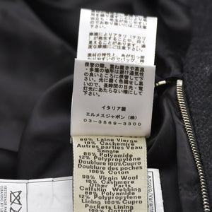 新品同様品 HERMES エルメス エルボーパッチ付き 2024年 コート ジャケット 希少 ブラック ブラウン ダークブラウン シルバー金具 中古 4a006131