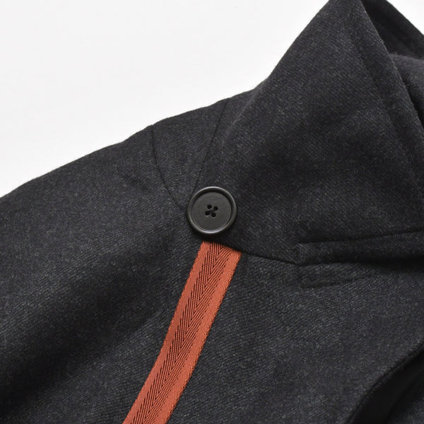 新品同様品 HERMES エルメス エルボーパッチ付き 2024年 コート ジャケット 希少 ブラック ブラウン ダークブラウン シルバー金具 中古 4a006131