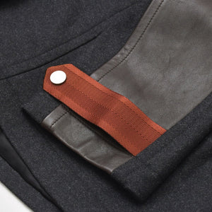 新品同様品 HERMES エルメス エルボーパッチ付き 2024年 コート ジャケット 希少 ブラック ブラウン ダークブラウン シルバー金具 中古 4a006131