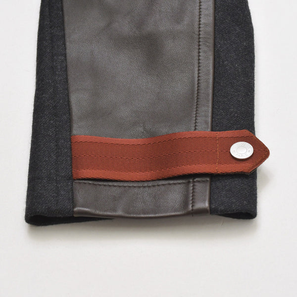 新品同様品 HERMES エルメス エルボーパッチ付き 2024年 コート ジャケット 希少 ブラック ブラウン ダークブラウン シルバー金具 中古 4a006131