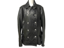 Load image into Gallery viewer, 極美品 CHROME HEARTS クロムハーツ レザーPコート ダガー BSフレア ジャパンタグ ブラック シルバー925 シルバー金具 中古 61310
