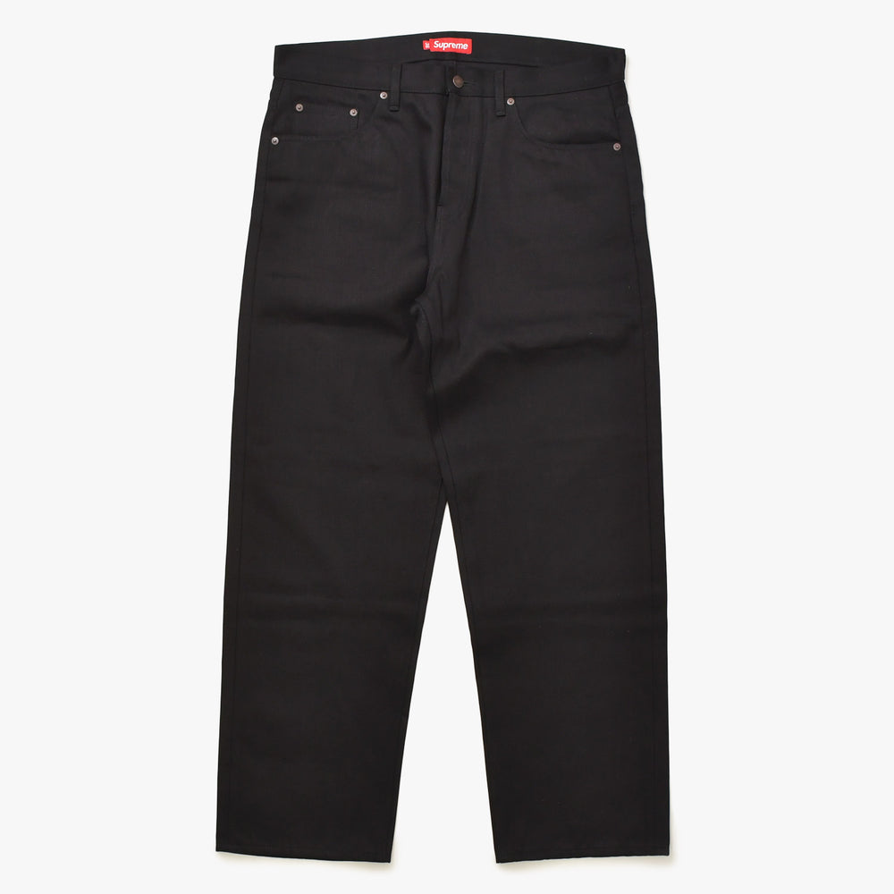 極美品 Supreme シュプリーム リジッド セルビッチ デニム ロゴパッチ コットン サイズ36 ブラック 中古 4a006132