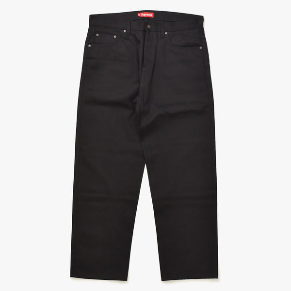 極美品 Supreme シュプリーム リジッド セルビッチ デニム ロゴパッチ コットン サイズ36 ブラック 中古 4a006132