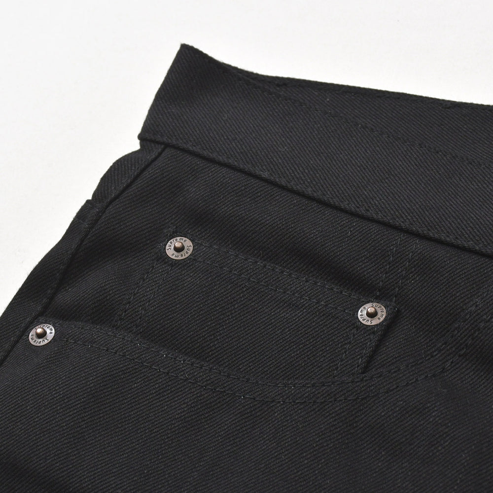 Very Good Condition Supreme Rigid Selvedge Denim Logo Patch Cotton Size 36 Black Used 4a006132