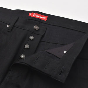 極美品 Supreme シュプリーム リジッド セルビッチ デニム ロゴパッチ コットン サイズ36 ブラック 中古 4a006132