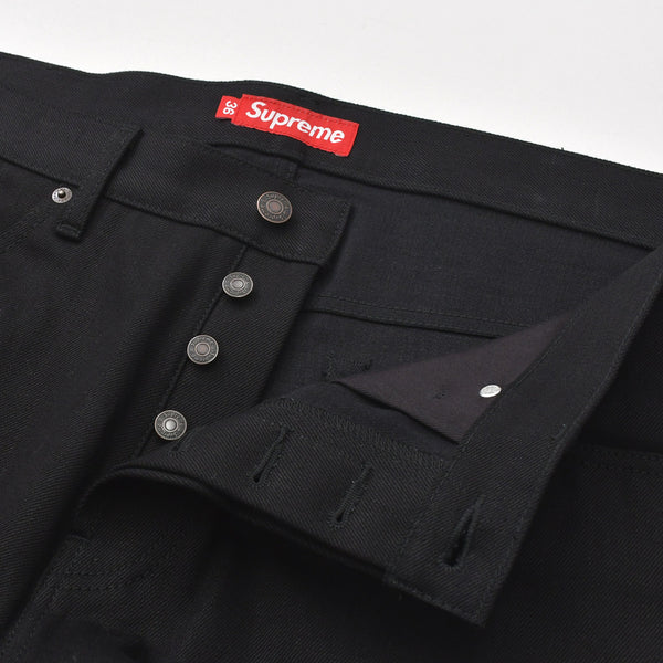 極美品 Supreme シュプリーム リジッド セルビッチ デニム ロゴパッチ コットン サイズ36 ブラック 中古 4a006132