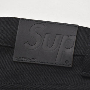 極美品 Supreme シュプリーム リジッド セルビッチ デニム ロゴパッチ コットン サイズ36 ブラック 中古 4a006132