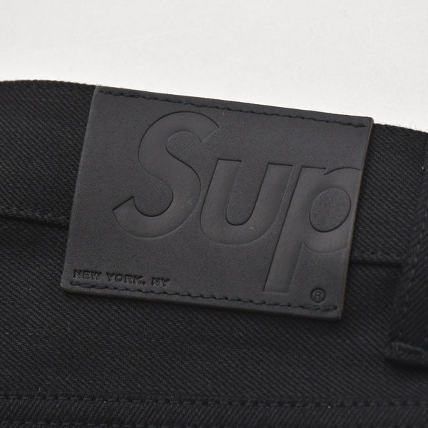 極美品 Supreme シュプリーム リジッド セルビッチ デニム ロゴパッチ コットン サイズ36 ブラック 中古 4a006132