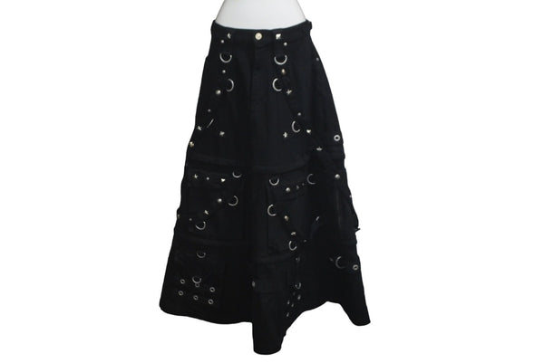 極美品 BALENCIAGA バレンシアガ マキシ リバー スカート 3WAY 22SS ブラック デニム サイズ34 681718 中古 61365