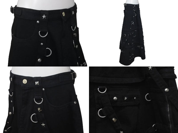 極美品 BALENCIAGA バレンシアガ マキシ リバー スカート 3WAY 22SS ブラック デニム サイズ34 681718 中古 61365