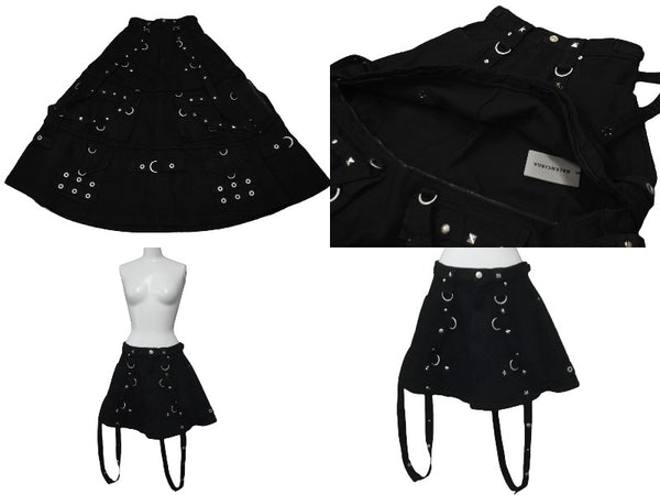 極美品 BALENCIAGA バレンシアガ マキシ リバー スカート 3WAY 22SS ブラック デニム サイズ34 681718 中古 61365