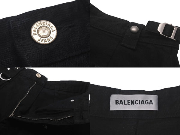 極美品 BALENCIAGA バレンシアガ マキシ リバー スカート 3WAY 22SS ブラック デニム サイズ34 681718 中古 61365