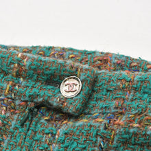 Load the image into the gallery viewer. 新品同様 CHANEL シャネル ツイードフレアパンツ P75223V66677 サイズ38 ココマーク グリーン マルチカラー 中古 4a006137