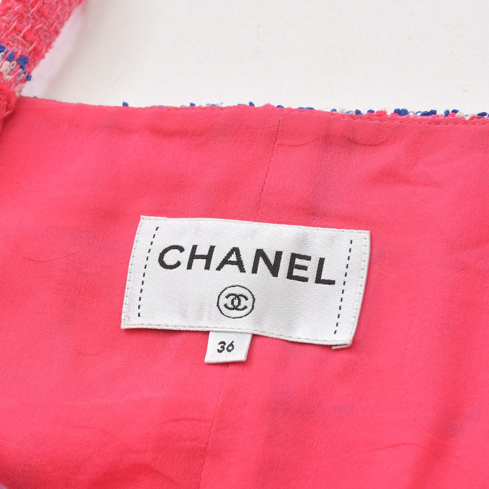 極美品 CHANEL シャネル 24SS クルーズコレクション ツイード キャミソール ワンピース P76664V68503 サイズ36 ココマーク 中古 4a006138