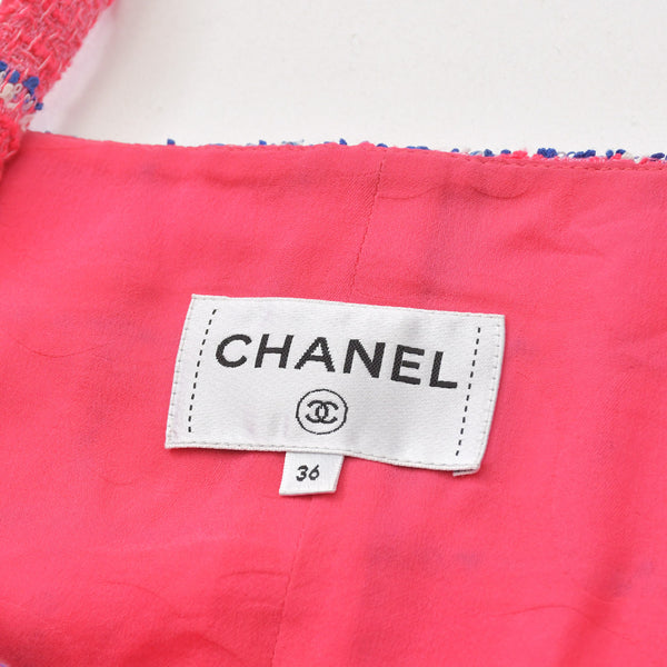 極美品 CHANEL シャネル 24SS クルーズコレクション ツイード キャミソール ワンピース P76664V68503 サイズ36 ココマーク 中古 4a006138