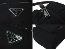 Load image into Gallery viewer, PRADA プラダ バケットバッグ ハンドバッグ テスート ナイロン トライアングルロゴ 筒型 1BE026 ブラック レッド 美品 中古 61401