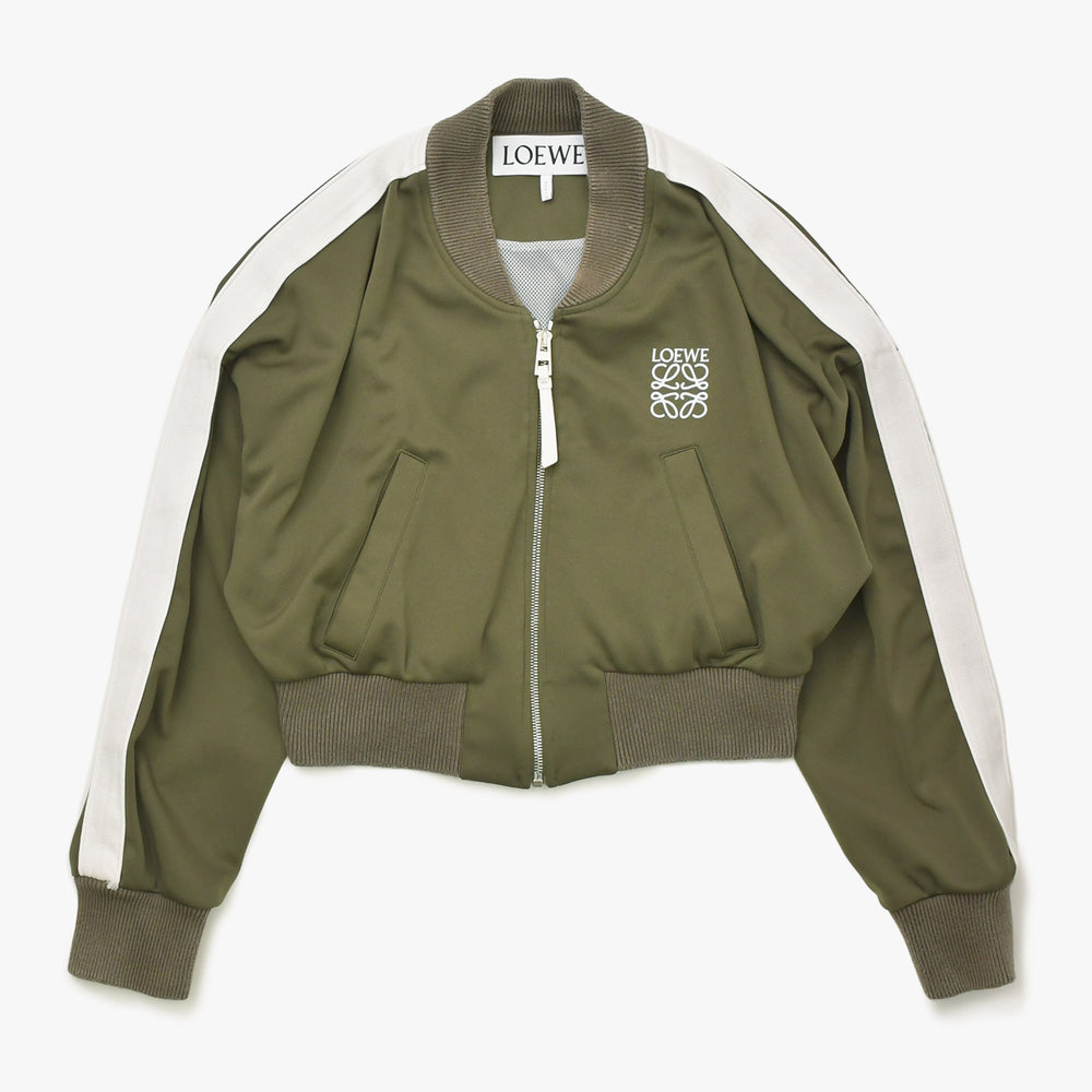 LOEWE ロエベ アナグラム テクニカルジャージー ボンバージャケット 24AW S359Y02XC2 カーキ サイズS 美品 中古 4a006141