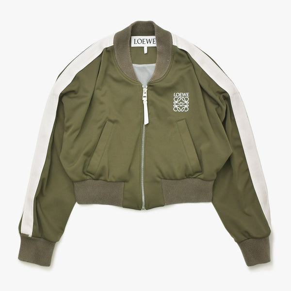 LOEWE ロエベ アナグラム テクニカルジャージー ボンバージャケット 24AW S359Y02XC2 カーキ サイズS 美品 中古 4a006141