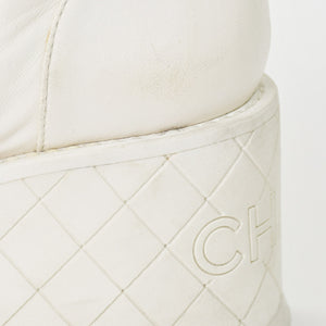 CHANEL シャネル ココマーク コンバットブーツ スニーカー サイズ38 1/2 G45388 ホワイト 美品 中古 4a006143