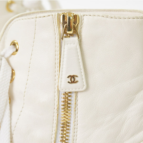 CHANEL シャネル ココマーク コンバットブーツ スニーカー サイズ38 1/2 G45388 ホワイト 美品 中古 4a006143