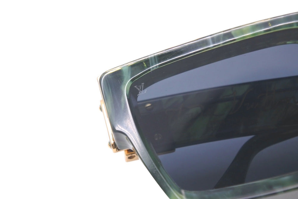 LOUIS VUITTON ルイ ヴィトン サングラス Z1167E 1.1 ミリオネア スクエアシェイプ 58□17 145 グリーン 美品 中古 61431 正規品