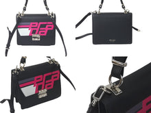 Load image into Gallery viewer, 極美品 PRADA プラダ ２WAYショルダーバッグ サフィアーノレザー スタッズ ブラック ピンク レーシングロゴ 中古 61460