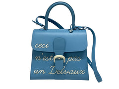 極美品 DELVAUX デルヴォー L'Humour MM ルーモア MM ハンドバッグ AA0480AAM040BCM 2WAY ブルー シルバー金具 中古 4b006147