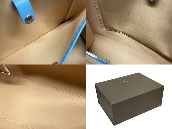 極美品 DELVAUX デルヴォー L'Humour MM ルーモア MM ハンドバッグ AA0480AAM040BCM 2WAY ブルー シルバー金具 中古 4b006147