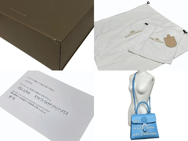 極美品 DELVAUX デルヴォー L'Humour MM ルーモア MM ハンドバッグ AA0480AAM040BCM 2WAY ブルー シルバー金具 中古 4b006147