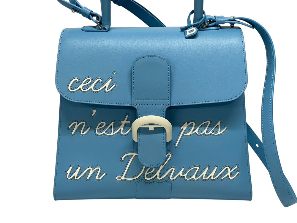 極美品 DELVAUX デルヴォー L'Humour MM ルーモア MM ハンドバッグ AA0480AAM040BCM 2WAY ブルー シルバー金具 中古 4b006147
