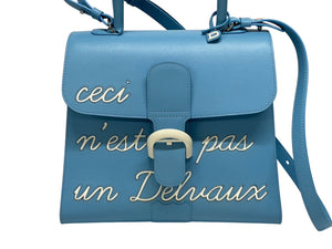 極美品 DELVAUX デルヴォー L'Humour MM ルーモア MM ハンドバッグ AA0480AAM040BCM 2WAY ブルー シルバー金具 中古 4b006147