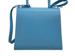 極美品 DELVAUX デルヴォー L'Humour MM ルーモア MM ハンドバッグ AA0480AAM040BCM 2WAY ブルー シルバー金具 中古 4b006147