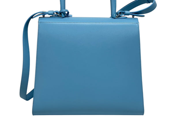 極美品 DELVAUX デルヴォー L'Humour MM ルーモア MM ハンドバッグ AA0480AAM040BCM 2WAY ブルー シルバー金具 中古 4b006147