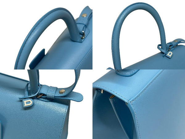 極美品 DELVAUX デルヴォー L'Humour MM ルーモア MM ハンドバッグ AA0480AAM040BCM 2WAY ブルー シルバー金具 中古 4b006147