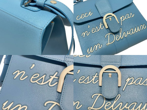極美品 DELVAUX デルヴォー L'Humour MM ルーモア MM ハンドバッグ AA0480AAM040BCM 2WAY ブルー シルバー金具 中古 4b006147