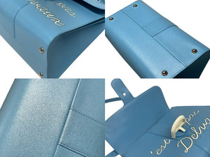 極美品 DELVAUX デルヴォー L'Humour MM ルーモア MM ハンドバッグ AA0480AAM040BCM 2WAY ブルー シルバー金具 中古 4b006147