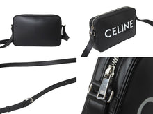 画像をギャラリービューアに読み込む, CELINE セリーヌ レザーショルダーバッグ F-C-3213 ロゴ メンズバッグ ブラック シルバー金具 美品 中古 61493