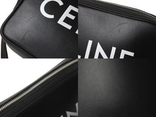 Load image into Gallery viewer, CELINE セリーヌ レザーショルダーバッグ F-C-3213 ロゴ メンズバッグ ブラック シルバー金具 美品 中古 61493