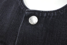 画像をギャラリービューアに読み込む, 新品同様 PRADA プラダ 23SS ノーカラーデニムジャケット トライアングルロゴ Mサイズ コットン ブラック 中古 61508